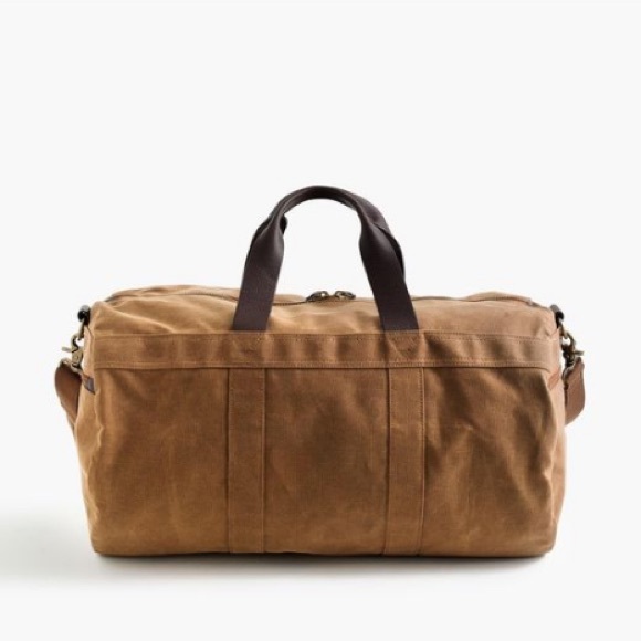NEW J. Crew Abingdon Duffel Waxed Cotton Canvas Leather Travel Gym Duffle Bag - Picture 3 of 17